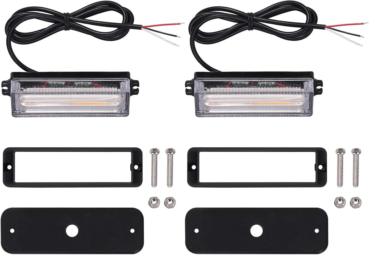 Justech 9CM COB Amber Strobe Flashing Hazard Warning Lights - Universal 12V 24V