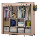 UDEAR Canvas Portable Large Wardrobe in brown with multiple storage sections