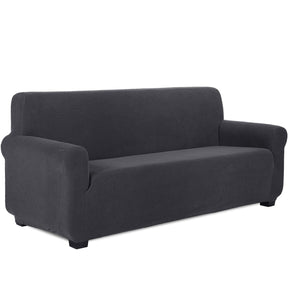 TIANSHU Stretchy Sofa Cover in Grey, designed for 3-seat sofas, showcasing its elastic fit and protective features.