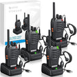 eSynic Professional Walkie Talkies - 4-Pack with 16 Channels and Earpieces