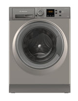 Ariston Premium Washer 8KG in silver with digital display and child lock features