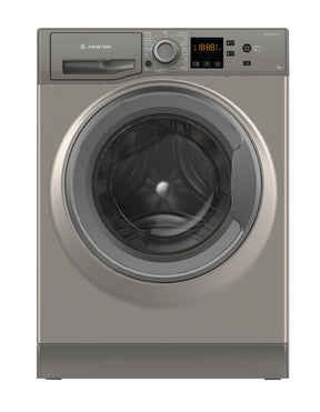 Ariston Premium Washer 8KG in silver with digital display and child lock features