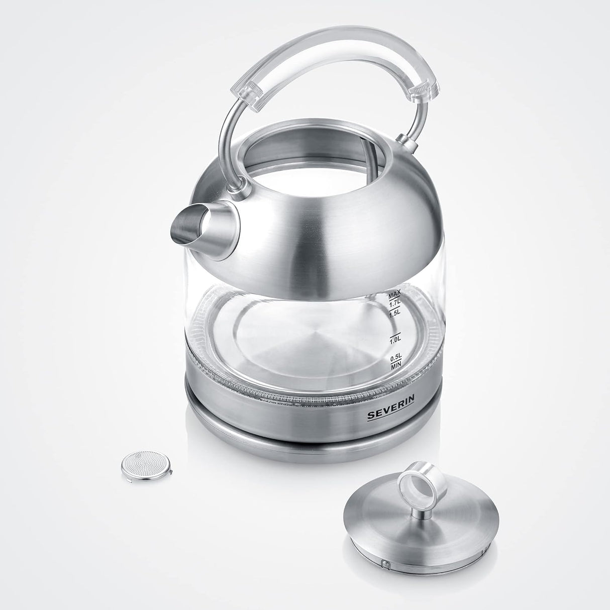 Severin Retro Glass Stainless Steel Electric Kettle WK3459 - Glass and Stainless Steel