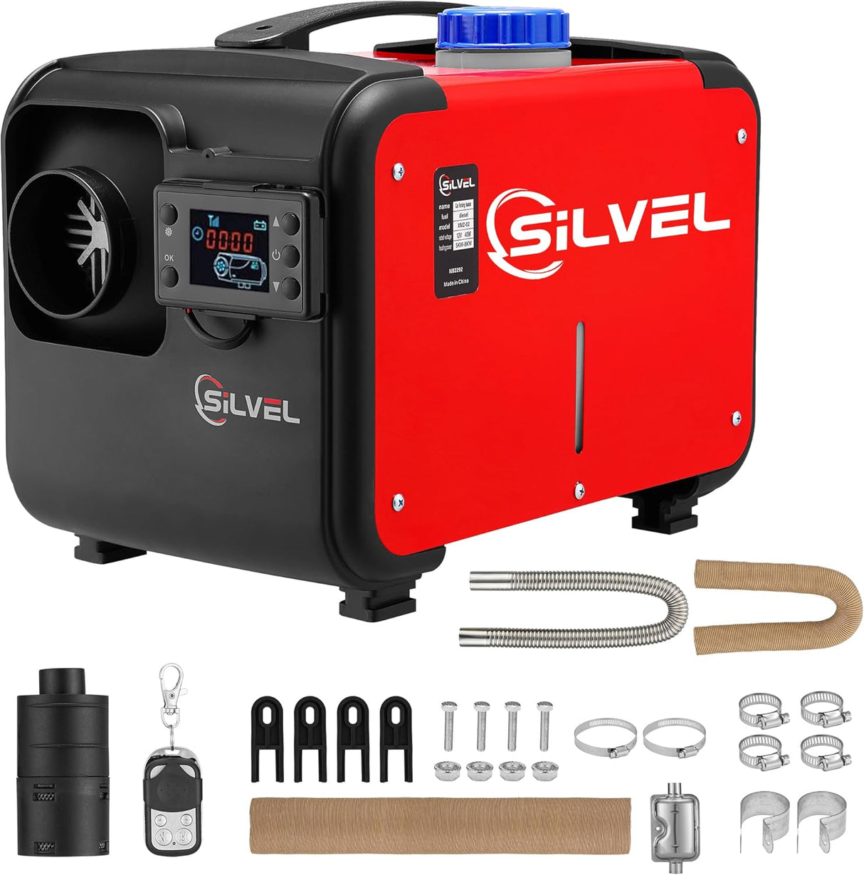 SILVEL 8KW 12V All-in-One Diesel Air Heater with 5L Tank - Portable Vehicle Heating
