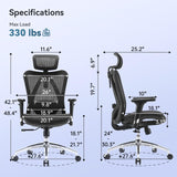 SIHOO M57 Ergonomic Office Chair - Black with adjustable headrest and lumbar support