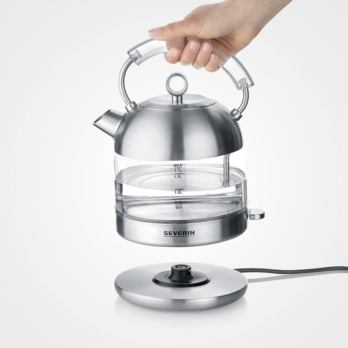 Severin Retro Glass Stainless Steel Electric Kettle WK3459 - Glass and Stainless Steel