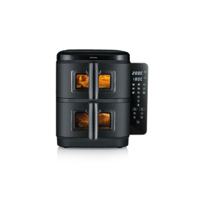 Severin S-Fry Duo Stack Hot Air Fryer in black with two stacked baskets