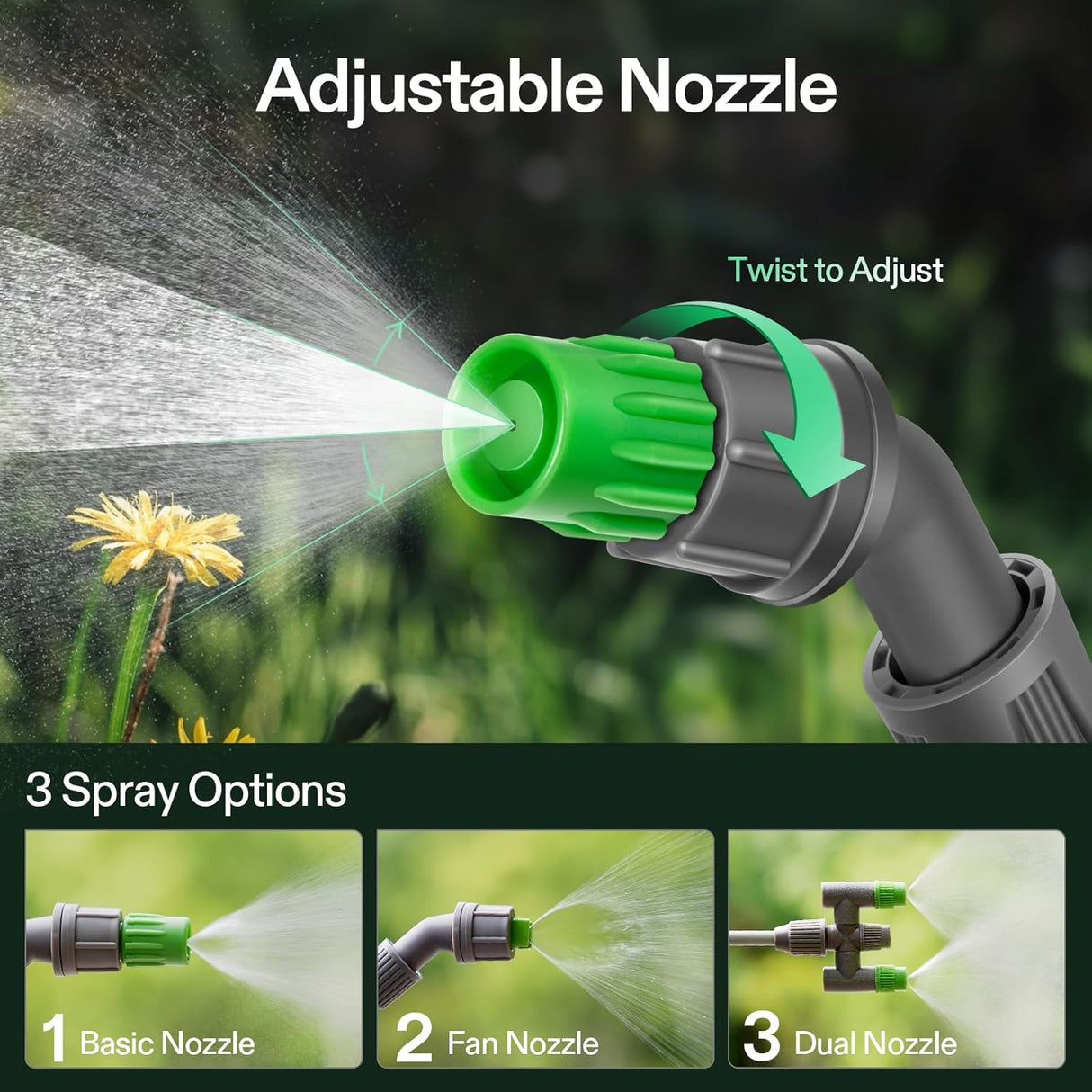 VIVOSUN 1 Gal/4L Pump Sprayer - 3 nozzles, 50 inch hose, pressure relief valve