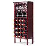 GOPLUS Wooden Wine Rack featuring 2 shelves and glass holders, elegantly designed for wine storage.