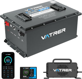 VATRER POWER 51.2V 105Ah LiFePO4 Golf Cart Battery - Smart 200A BMS