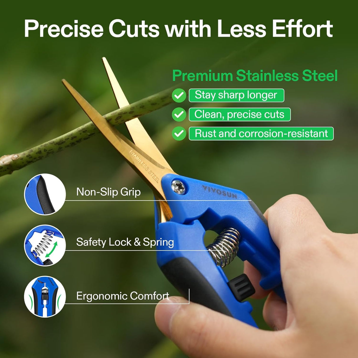 VIVOSUN Curved Gardening Scissors - Titanium Coated 6.5 Inch Hand Pruner
