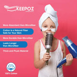 KEEPOZ 100% Cotton Quick Dry Super Absorbent Hair Turban - White