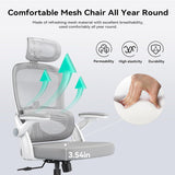 SIHOO M102C Ergonomic Office Chair - White with 3D Armrests and Adjustable Headrest