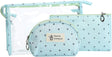 HOYOFO Portable Cosmetic Bags Set - Blue 3-piece for Travel