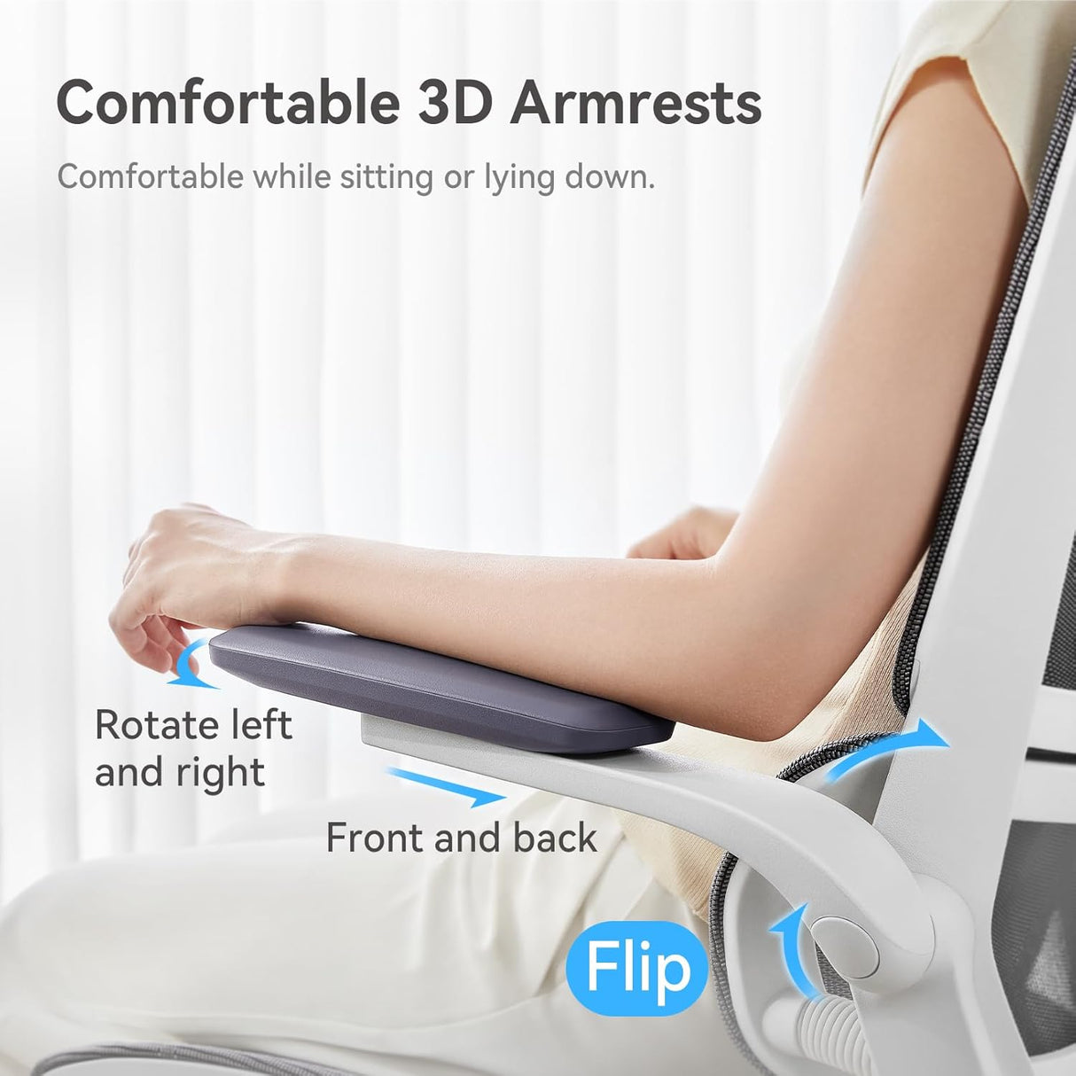 SIHOO M59AS Ergonomic Office Chair - Grey with 3D Flip-up Armrests