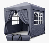 QUICK STAR Pop Up Gazebo 2 x 2 m in Smoky Grey with side walls
