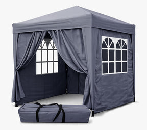 QUICK STAR Pop Up Gazebo 2 x 2 m in Smoky Grey with side walls
