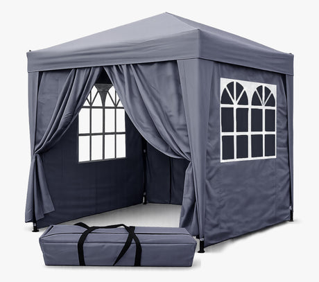 QUICK STAR Pop Up Gazebo 2 x 2 m in Smoky Grey with side walls