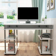 sogesfurniture BHEU-JSLP-MLS12060-W Desk with 2 Shelves in white, featuring a sturdy design and ample storage.