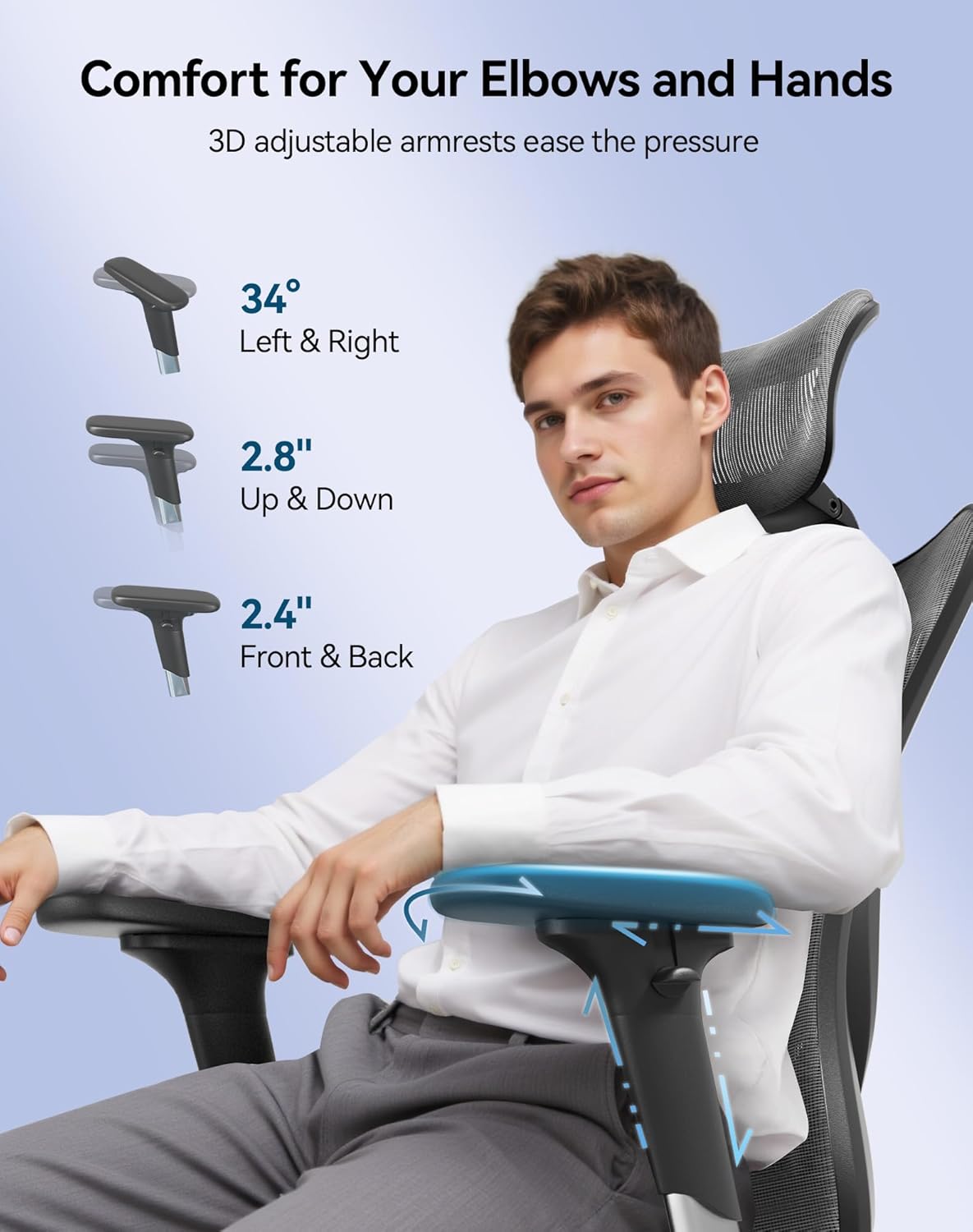 SIHOO M57 Ergonomic Mesh Office Chair - High Back with 3D Armrests and Lumbar Support