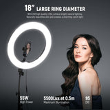 NEEWER RL-18 18 Inch 55W LED Ring Light Kit with Stand