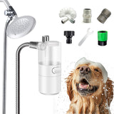 JESIDO 2-in-1 Dog Shower Attachment with foam and spray modes, featuring a 5-foot extendable hose.