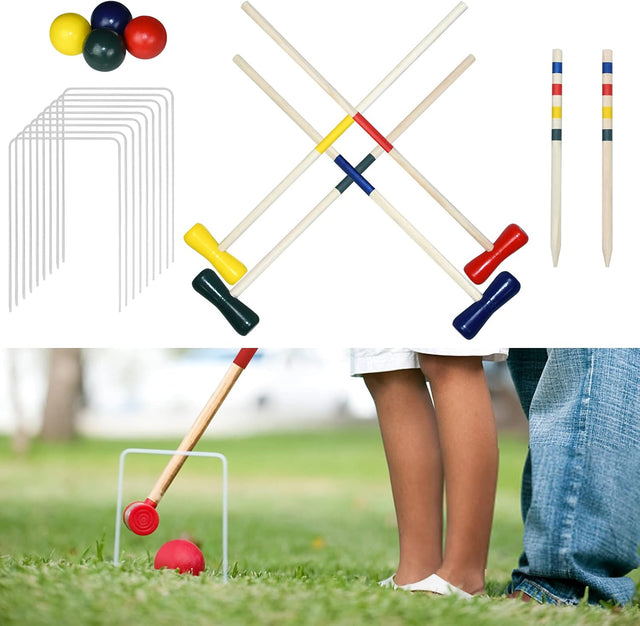 UISEBRT Croquet Set - Wooden Game for 4 Players