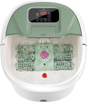Turejo Foot Spa featuring 6 massage rollers, heat control, and pedicure kit