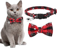 AOKOEE Christmas Cat Collar with bow tie, bell, and snowflake pattern