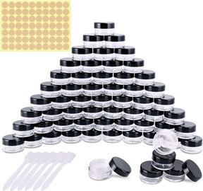 Unbranded 60 Pcs Clear Plastic Travel Cosmetic Jars - Black, 5g/5ml