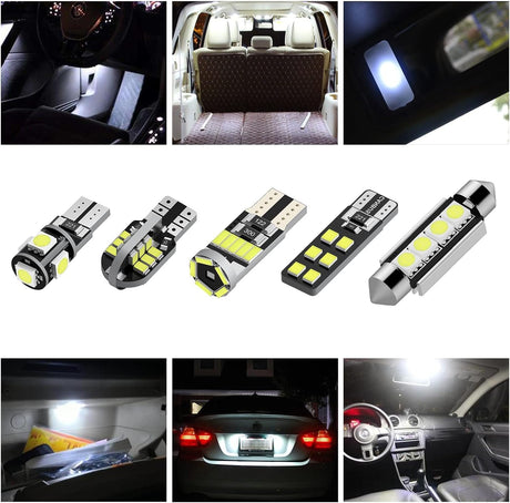 Justech 22-Piece Can-Bus Error Free LED Interior Car Light Bulb Kit - Xenon-White