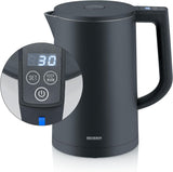 SEVERIN Cool-Touch Double-Walled Kettle - 1.7L Black with LED Temperature Feedback