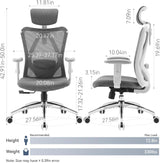 SIHOO M18 Ergonomic Office Chair - Dark Grey with Adjustable Headrest and Lumbar Support