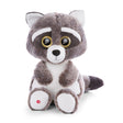 NICI Glubschis Raccoon Clooney plush toy with large glittering eyes and fluffy gray/white fur