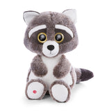 NICI Glubschis Raccoon Clooney plush toy with large glittering eyes and fluffy gray/white fur