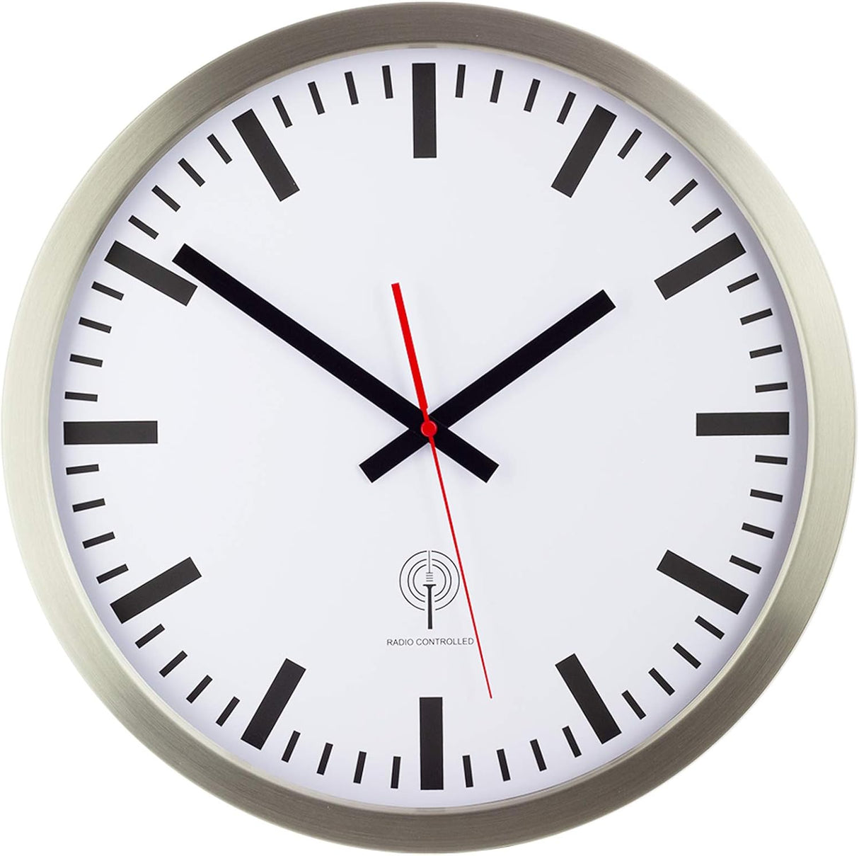 Eurotime 56862-07 Radio Controlled Wall Clock - Silver Stainless Steel