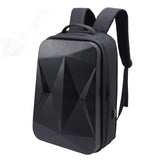 Jiawu Smart Backpack featuring a hard shell, waterproof design, and USB charging port.
