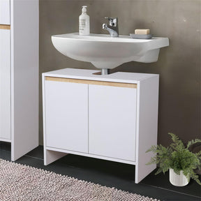 White mymai HBS02-WEI Vanity Unit with 2 doors and adjustable shelf