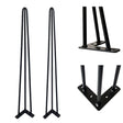 Set of 4 ASHL black steel hairpin table legs with floor protectors