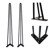Set of 4 ASHL black steel hairpin table legs with floor protectors