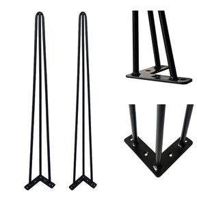 Set of 4 ASHL black steel hairpin table legs with floor protectors