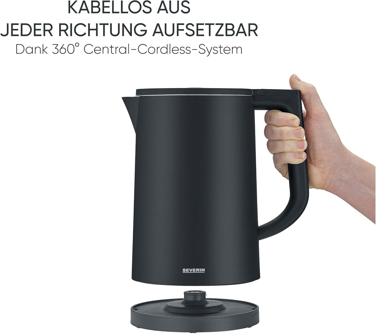 SEVERIN Cool-Touch Double-Walled Kettle - 1.7L Black with LED Temperature Feedback