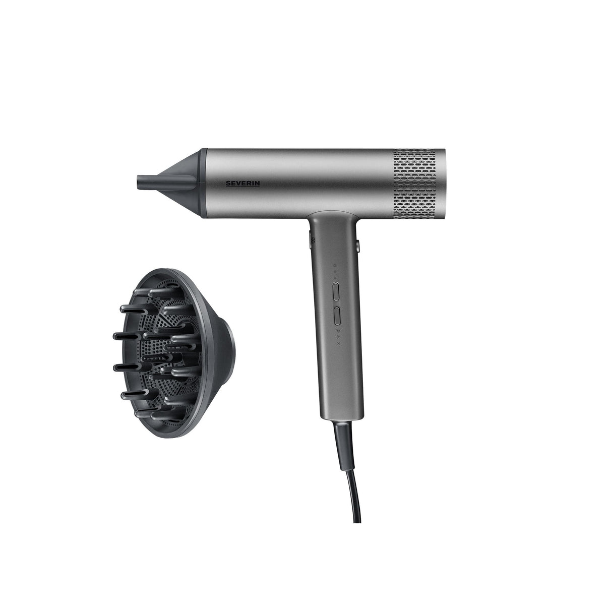 SEVERIN High Performance Hair Dryer in grey with diffuser and concentrator