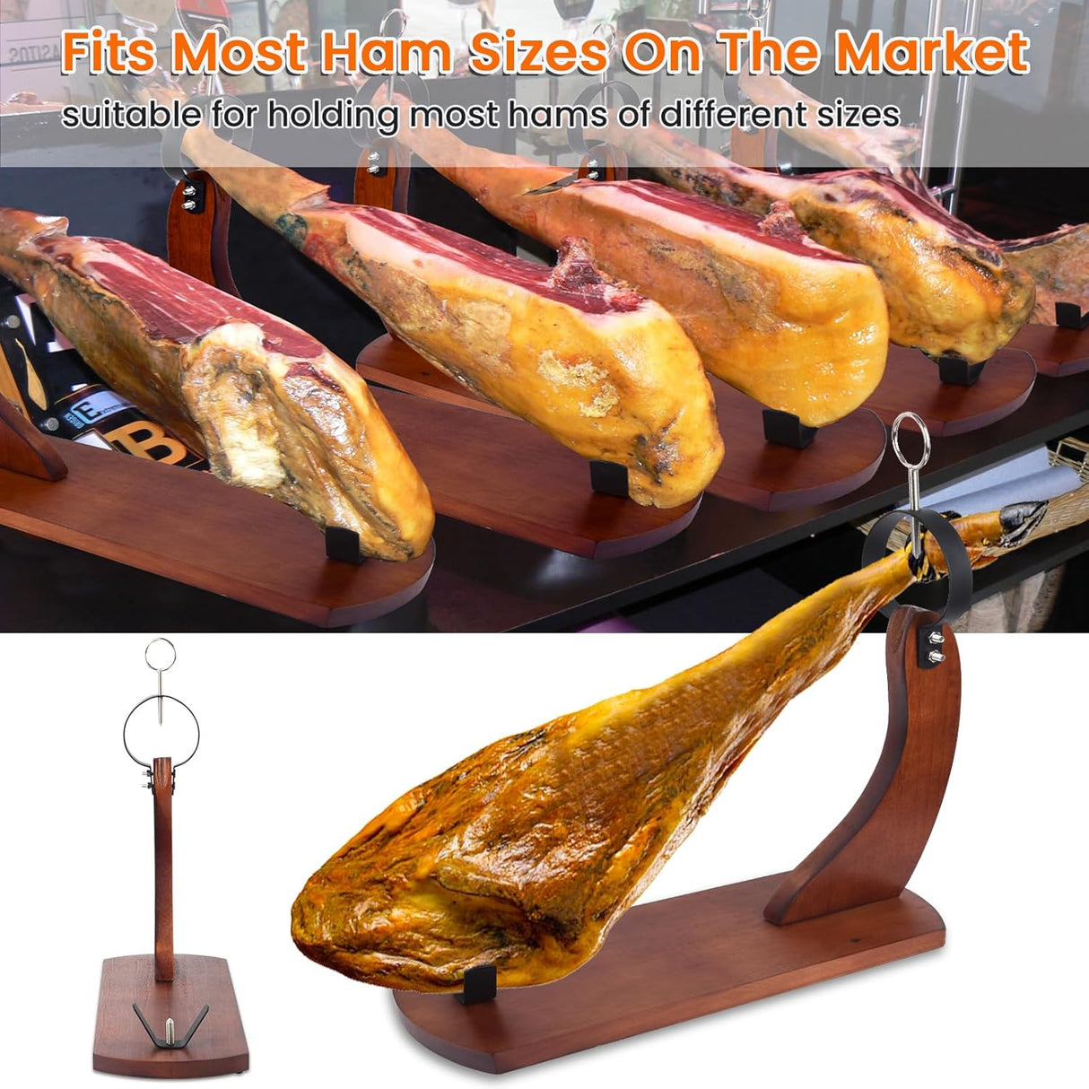 GourmetCut Wooden Ham Holder - Wood with Non-Slip Pads