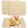 Two beige sisal rabbit scratching mats with anti-slip backing for indoor use