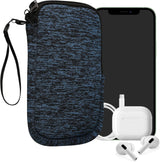 kwmobile Universal Neoprene Phone Pouch - Deep Ocean/Black with Zipper
