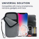 kwmobile Neoprene Phone Pouch - Stone Dust with Zipper and Wrist Strap