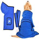 Zunea Dog Bathrobe Towel with Hood in Blue for Small Dogs