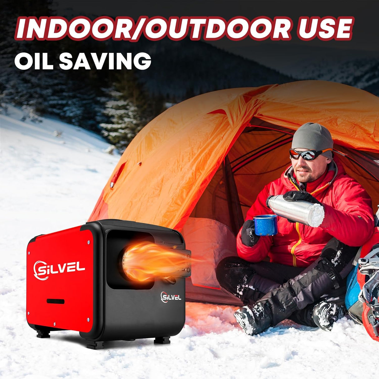 SILVEL 8KW 12V All-in-One Diesel Air Heater with 5L Tank - Portable Vehicle Heating