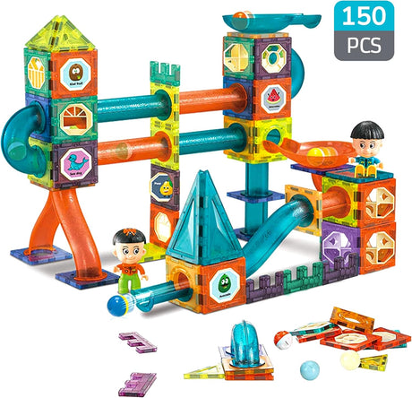 Jelers Pipe Magnetic Building Blocks Set - 150 Pcs with Luminous Balls